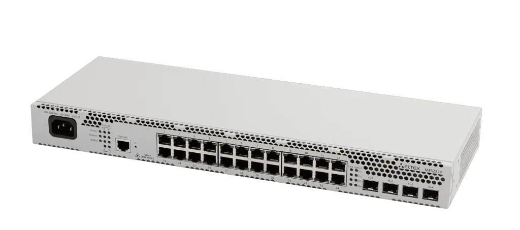 Ethernet-коммутатор MES2300-24 AC, 24x1G RJ45 + 4x10G SFP+, L3, 220V AC